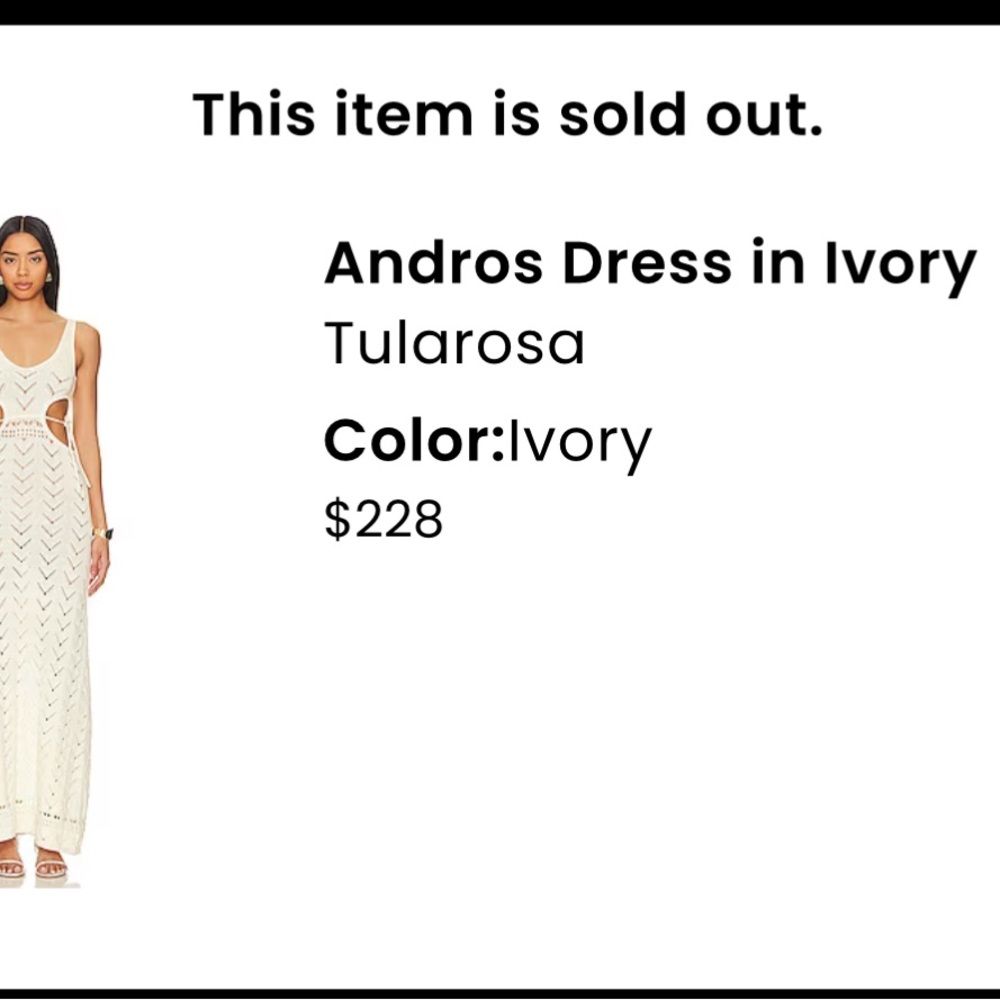 Sold out Tularosa ivory knit dress size small.